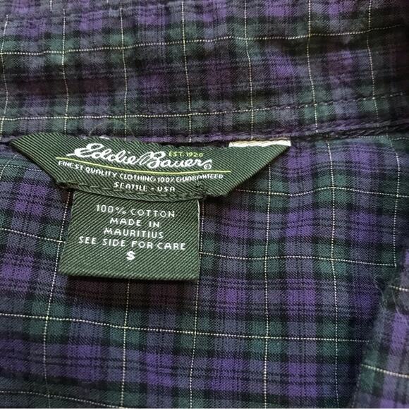 Eddie Bauer Plaid Ruffle Front Shirt - Size Small - Cotton - Picture 5 of 6
